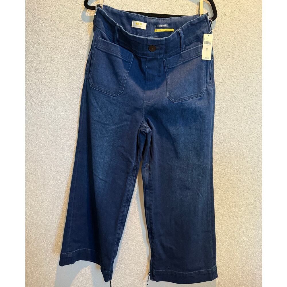 Maeve Wide-Leg Cropped Jeans in Dark Blue